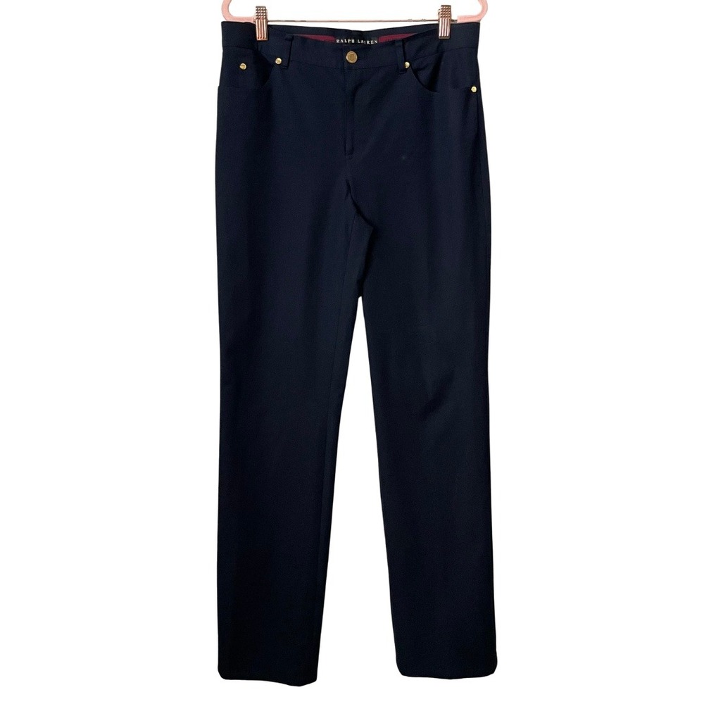 Ralph Lauren Pants Women Size 8 Blue Straight Leg‎ Black Label Trouser Preppy